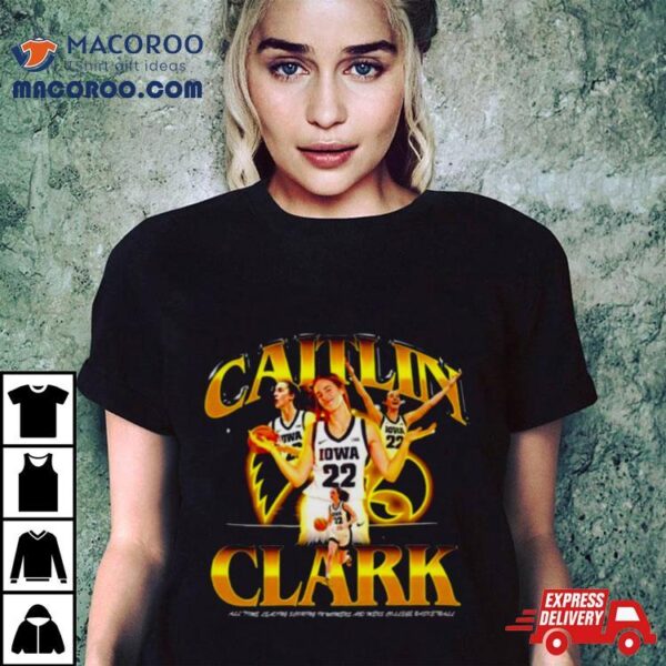 Iowa Hawkeyes Caitlin Clark All Time Leading Scoring In Womens And Mens College Basketball Shirt