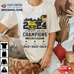 Iowa Hawkeyes Skyline Big Ten Women S Basketball Champions Back To Back To Back Tshirt