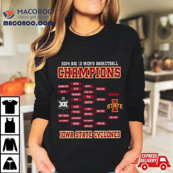 Iowa State Cyclones 2024 Big 12 Men’s Basketball Conference Tournament Champions Bracket Shirt