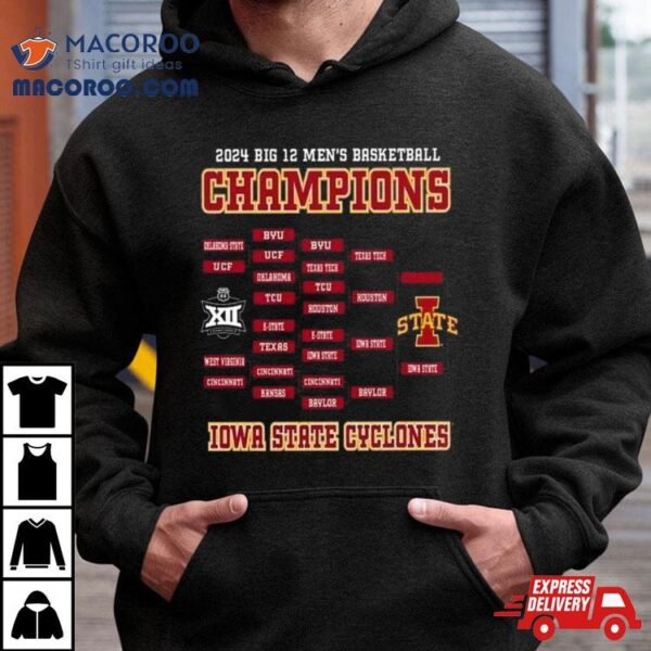 Iowa State Cyclones 2024 Big 12 Men’s Basketball Conference Tournament Champions Bracket Shirt