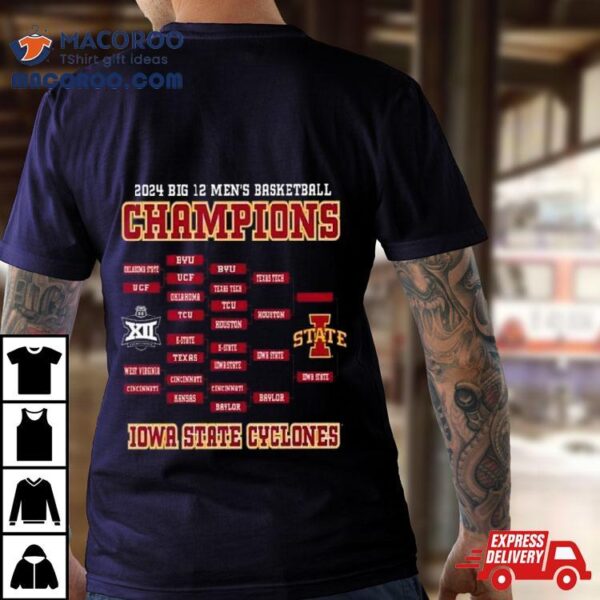 Iowa State Cyclones 2024 Big 12 Men’s Basketball Conference Tournament Champions Bracket Shirt