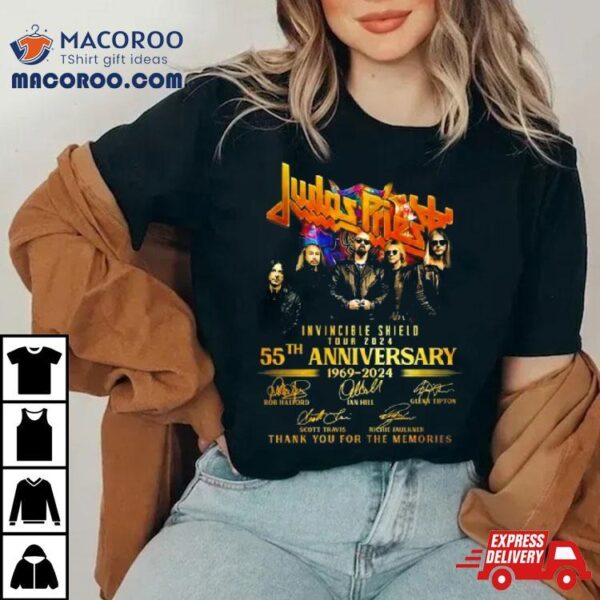 Judas Priest Invincible Shield Tour 2024 55th Anniversary 1969 2024 Thank You For The Memories Signatures Shirt