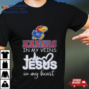 Kansas Jayhawks In My Veins Jesus In My Hear Tshirt