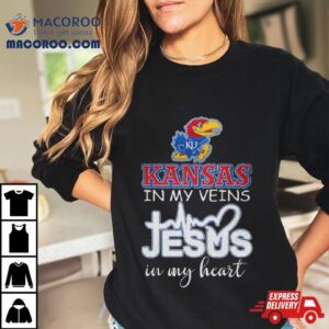 Kansas Jayhawks In My Veins Jesus In My Hear Tshirt