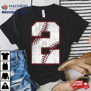 Kids 2 Year Old Shirt 2nd Birthday Baseball Party Number #2