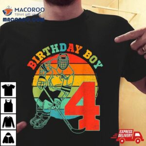 Kids Year Old Ice Hockey Retro Birthday Party Th Boy Tshirt