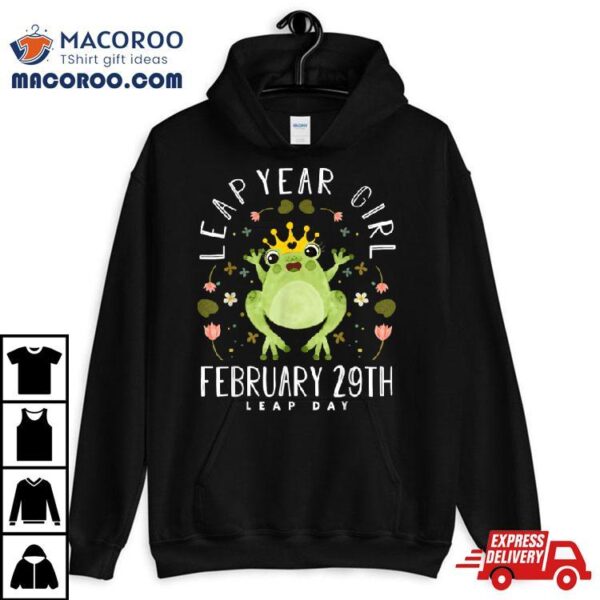 Leap Year Girl Cute Frog Leap Day Birthday Women Girls Shirt