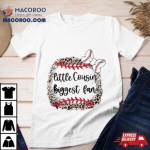 Leopard Baseball Little Cousin Biggest Fan Toddler Kids Shirt