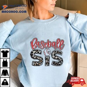 Leopard Baseball Sis Vintage Sport Lover Sister Mothers Day Shirt