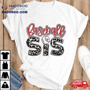 Leopard Baseball Sis Vintage Sport Lover Sister Mothers Day Tshirt