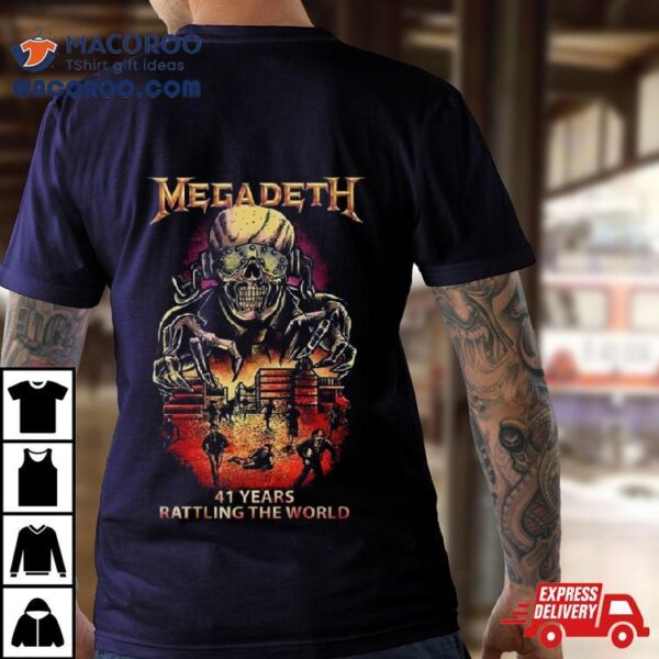 Megadeth 41 Years Rattling The World Black Version Skeleton Shirt