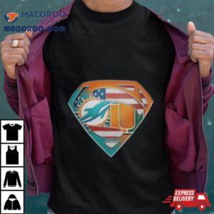 Miami Dolphins And Miami Hurricanes Superman Sports Logo Tshirt