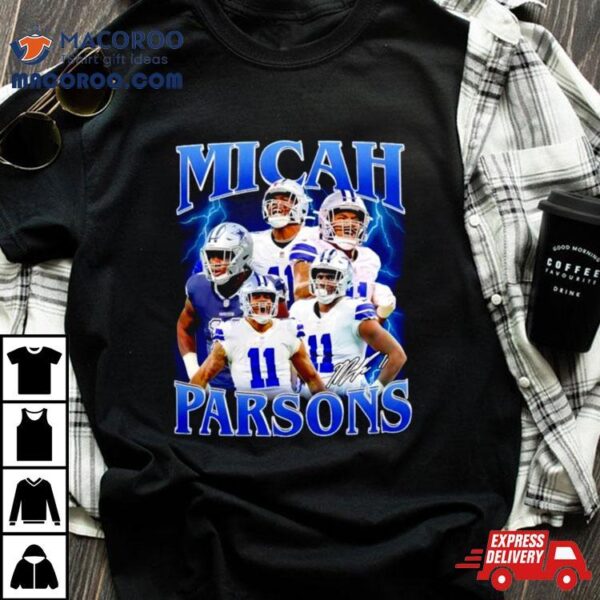 Micah Parsons Number 11 Dallas Cowboys Football Player Portrait Lightning Shirt