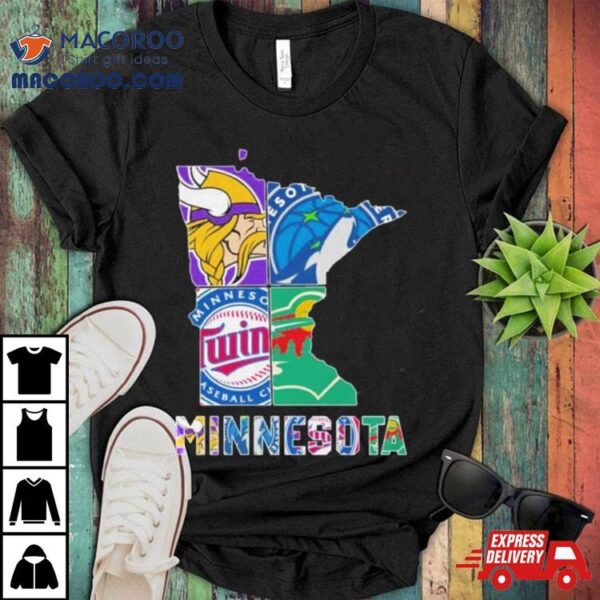 Minnesota Sports Team Logo Map Shirt