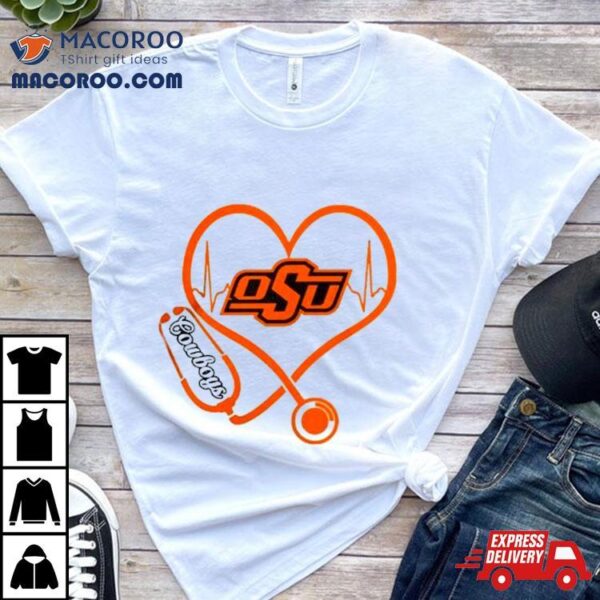 Oklahoma State Cowboys Football Shop Stethoscope Heartbeat Love Oklahoma State Cowboys Shirt