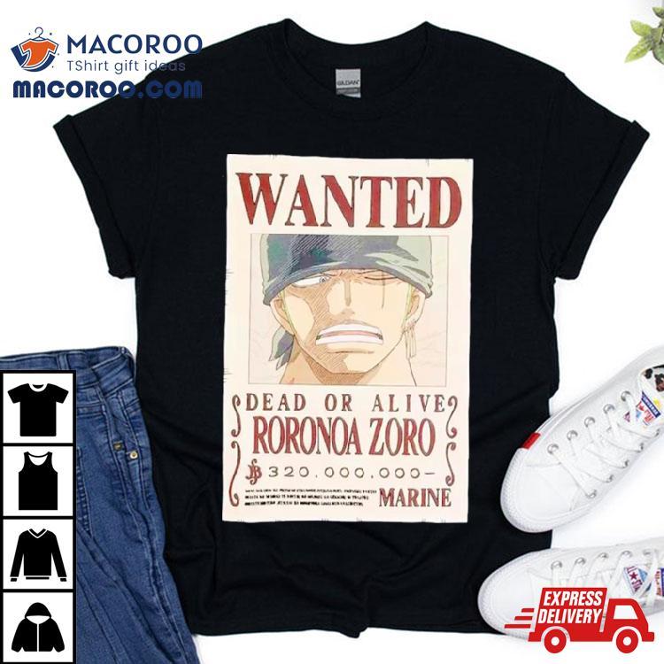 One Piece Zoro Wanted Poster Shirt One Piece Zoro Wanted Poster Shirt