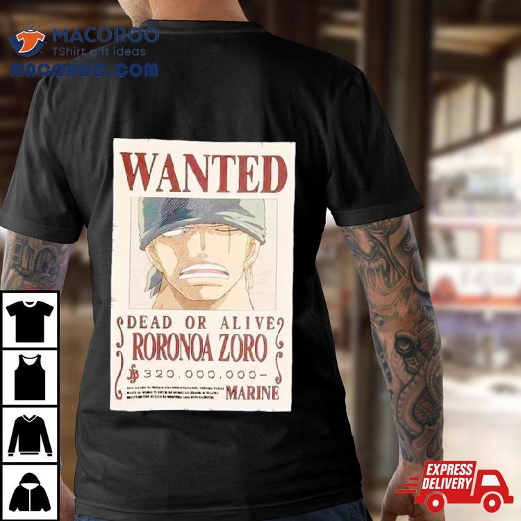 One Piece Zoro Wanted Poster Shirt One Piece Zoro Wanted Poster Shirt