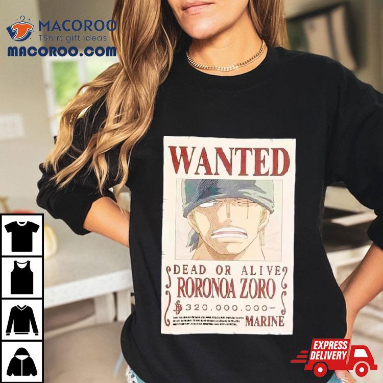 One Piece Zoro Wanted Poster Shirt One Piece Zoro Wanted Poster Shirt