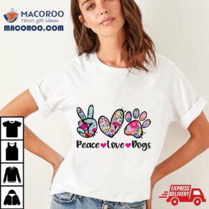 Peace Love Dogs Floral Dog Paw Mom Cute Mother’s Day Shirt