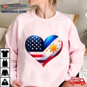 Philippines Flag Proud Filipino Wife Heart Usa Tshirt