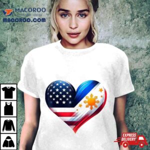 Philippines Flag Proud Filipino Wife Heart Usa Tshirt