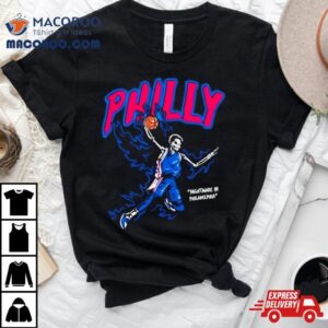 Philly Basketball Nightmare In Philadelphia Skeleton Fire Blue Tshirt