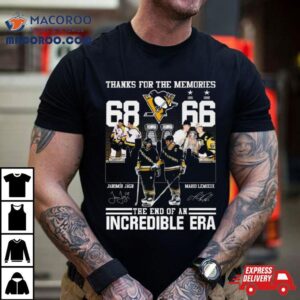 Pittsburgh Penguins Jaromir Jagr S And Mario Lemieux Thanks For The Memories The End Of An Incredible Era Tshirt