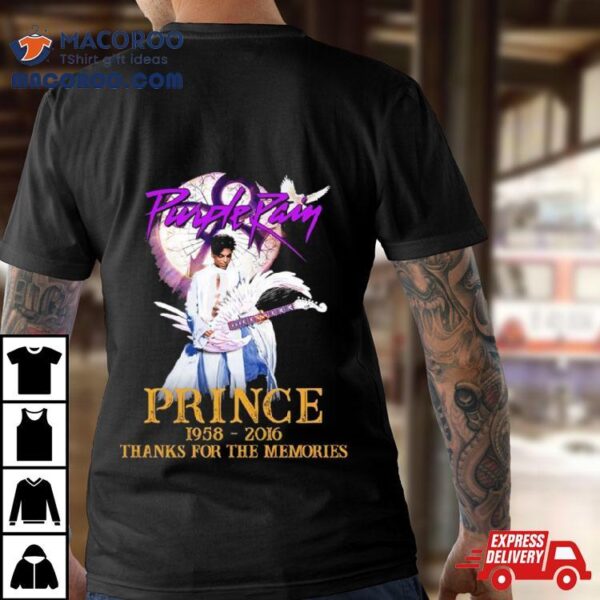 Purple Rain Prince 1958 To 2016 Thank You For The Memories Shirt