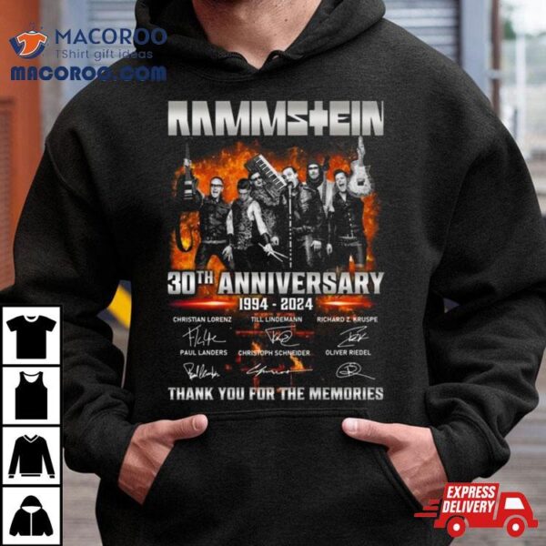 Rammstein 30th Anniversary 1994 2024 Signatures Thank You For The Memories Shirt