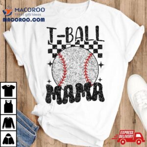 Retro Checkered Tee Ball Mama T-ball Mom Sports Mother’s Day Shirt