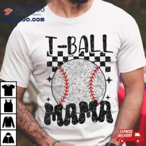 Retro Checkered Tee Ball Mama T-ball Mom Sports Mother’s Day Shirt