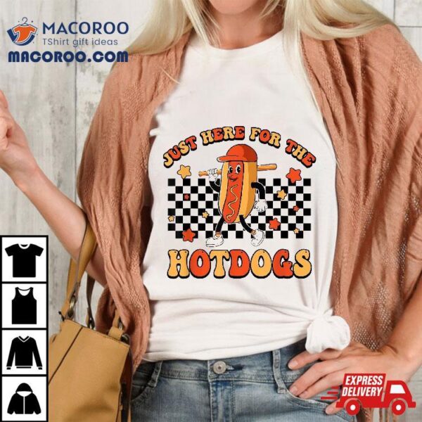 Retro Just Here For The Hotdogs Baseball Mom Sport Lover Shirt