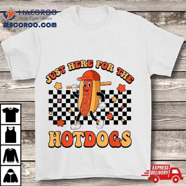 Retro Just Here For The Hotdogs Baseball Mom Sport Lover Shirt