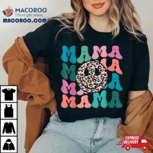 Retro Leopard Mama Groovy Face Trendy New Mom Tshirt