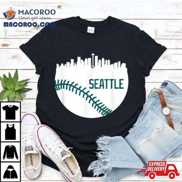 Seattle Baseball Downtown City Skyline Ballpark Fan Shirt