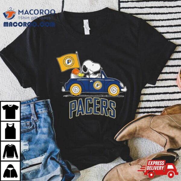 Snoopy And Woodstock Driving Car Indiana Pacers Shirt