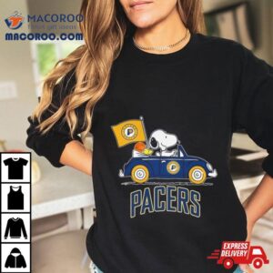 Snoopy And Woodstock Driving Car Indiana Pacers Tshirt