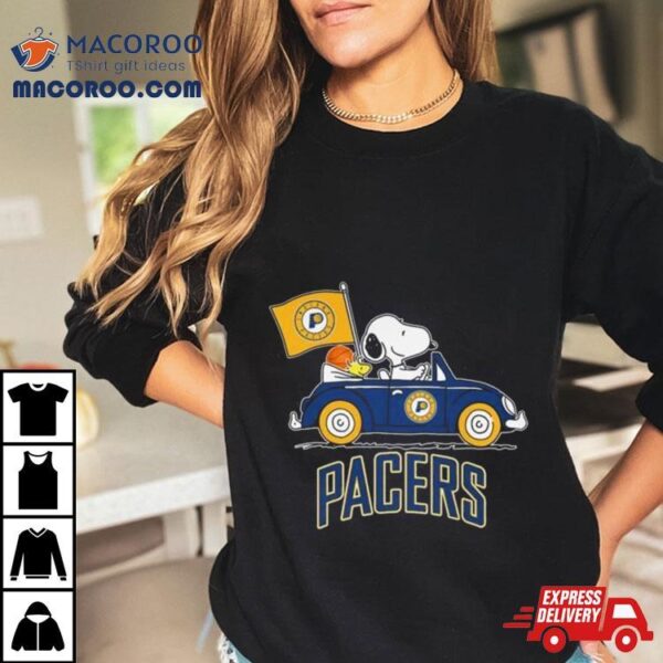 Snoopy And Woodstock Driving Car Indiana Pacers Shirt