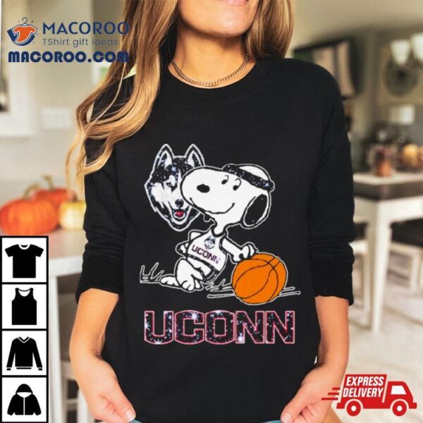 Snoopy Uconn Huskies Basketball Shirt