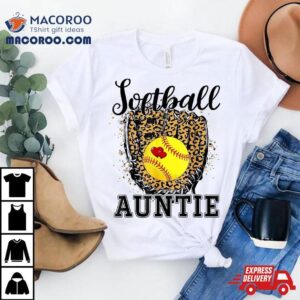 Softball Auntie Leopard Game Day Aunt Mother Shirt