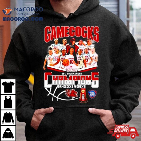 South Carolina Gamecocks Basketball 2024 Sec Tournament Champions Signatures Shirt
