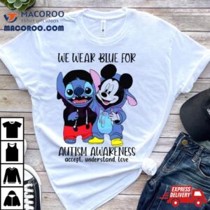 Stitch And Mickey We Wear Blue For Autism Awareness Tshirt