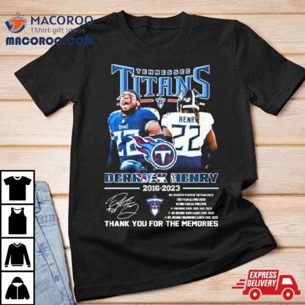 Tennessee Titans Derrick Henry 2016 2023 Thank You For The Memories Signatures Shirt