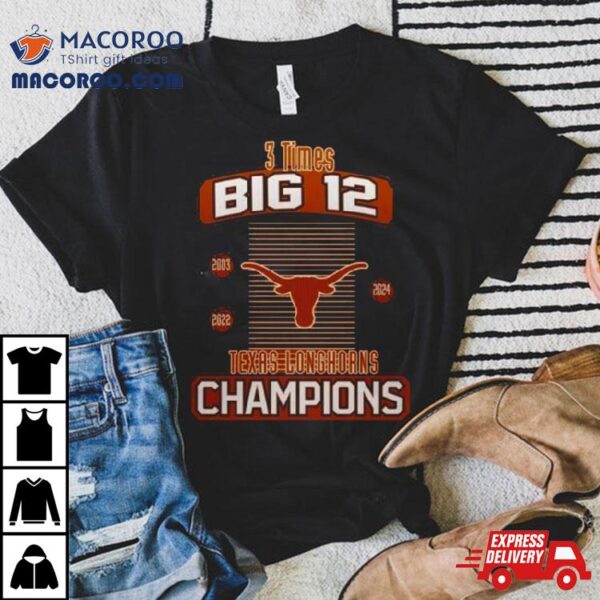 Texas Longhorns 2024 Women’s Basketball 3 Times Big 12 Champions Shirt