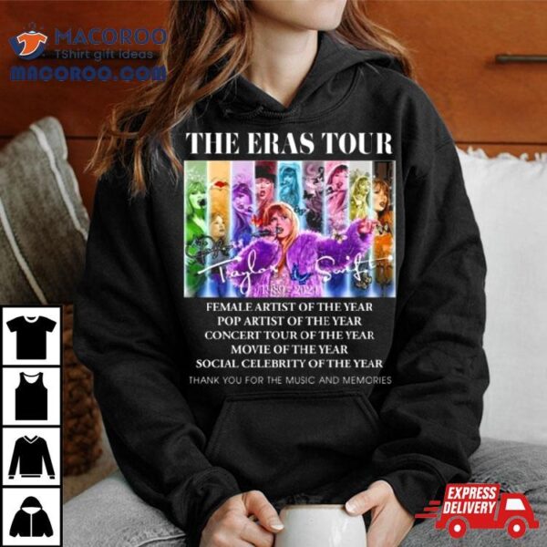 The Eras Tour Female Artist Of The Year Thank You For The Music And Memories Signature Shirt