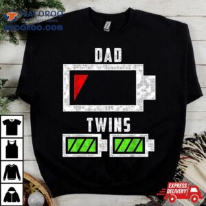 Tired Twin Dad Low Battery Of Twins Funny Tshirt