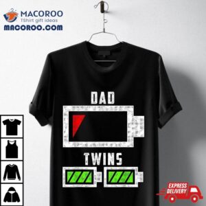 Tired Twin Dad Low Battery Of Twins Funny Tshirt