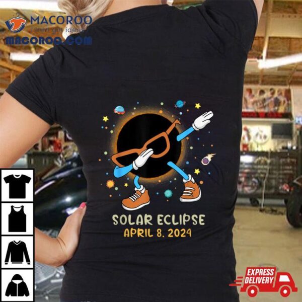 Total Solar Eclipse 2024 Funny Dabbing For Kids Toddler Boys Shirt