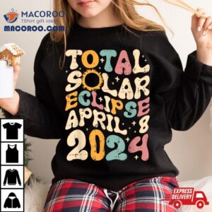 Total Solar Eclipse April Retro Groovy Women Kids Men Tshirt