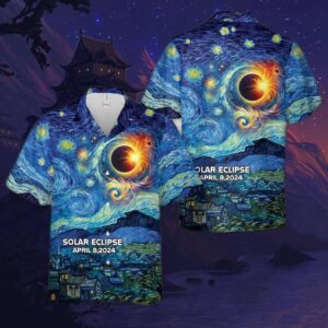 Total Solar Eclipse Astronaut April 8 2024 Hawaiian Shirt